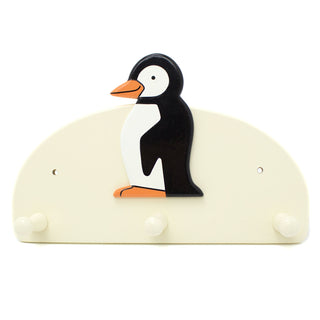 Penguin Triple Coatpeg | Childrens Wooden Wall Mounted Decorative Coat Peg Hook for Kids Room or Nursery Decor - Handmade in UK