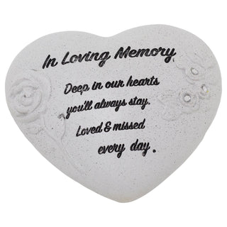 Heart Memorial Ornament, 14cm Stone Effect Indoor Outdoor Sympathy Gift