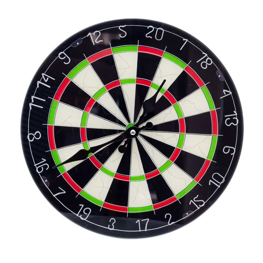 Novelty Round Glass Dartboard Clock | Dart Board Shaped Wall Clock - D ...