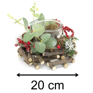 20cm Traditional Christmas Tealight Candle Holder | Christmas Wreath Candle Holder | Christmas Candle Centerpiece