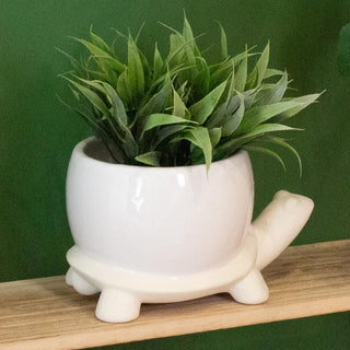 Stoneware Glazed Animal Planter | Garden Plant Pot Indoor Flower Pot - Tortoise