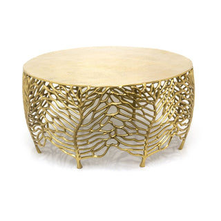 Deluxe Gold Leaf Round Table | Coffee Table Occasional Side Table | Living Room End Table