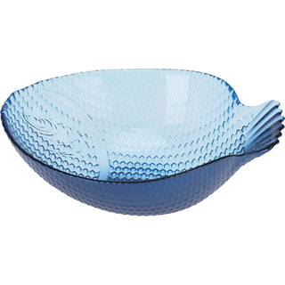Fish Shaped Glass Bowl, 220ml Blue Nautical Snack Serving Dish 17x13cm