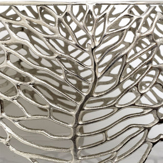 Elegant Large Round Silver Leaf Coffee Table Aluminium Living Room Table - 63cm