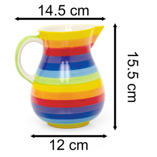 Hand Painted Rainbow Stripe Ceramic Flower Jug Vase | Serving Jug Water Pitcher Large Milk Jug | Kitchen Jug Glazed Vase Jug For Flowers