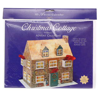 Fill Your Own 3D Cottage Christmas Advent Calendar, Reusable 24 Drawer Design