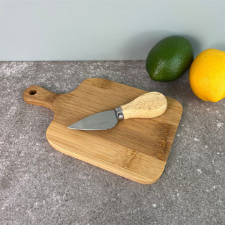 Mini Bamboo Cheese Board & Knife | Small Wooden Cheese Serving Platter - 20cm