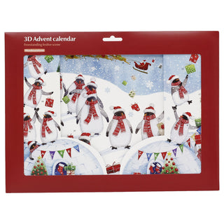 Penguins in Scarves 3D Christmas Advent Calendar, Freestanding 24 Window