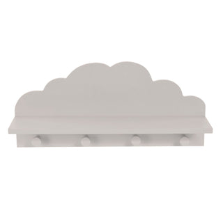 Cloud Shelf With Coat Hooks | Baby Nursery Children's Bedroom Floating Shelf - Grey