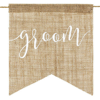 Set Of 2 Jute Wedding Chair Banners | Bride And Groom Hanging Chair Signs | Rustic Wedding Decorations