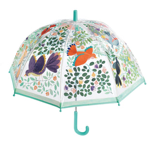 Djeco DD04804 Childrens Clear Dome Umbrella  for Kids - Flowers & Birds