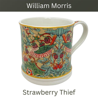 William Morris Strawberry Thief Mug, 330ml Fine China Botanical Tea Coffee Cup