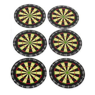 Set Of 6 Round Glass Dartboard Coasters | Novelty Drinks Coasters for Home Bar
