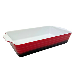 Large Red Ombre Stoneware Baking Dish, 30x19x7cm Casserole Dish - 1.8L