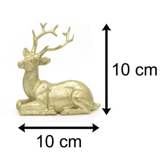 Stunning Gold Effect Lying Reindeer Ornament ~ Winter Reindeer Christmas Decoration 10cm - Design Varies One Supplied