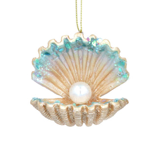 Oyster Shell With Pearl Christmas Tree Decoration, Gisela Graham 5cm