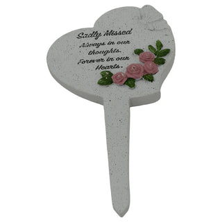 Heart Memorial Plaque, 20cm Stone Effect Resin Remembrance Plaque