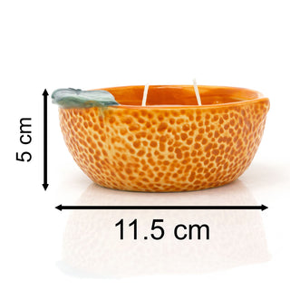 Ceramic Orange-Shaped Scented Candle | Citrus Fragrance Dual Wick Candle & Pot