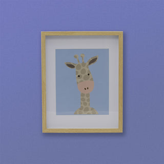 Safari Animal Kids Wall Art Picture Frame | Framed Animal Pictures - Giraffe