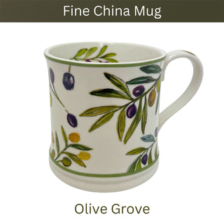 Olive Grove Mug, 330ml Fine China Botanical Olive Branch Tea Coffee Cup