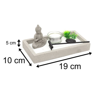 Mini Buddha Zen Garden Set | Miniature Desktop Zen Garden Tealight Candle Holder | Spiritual Decor Buddha Ornaments