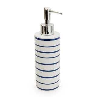 Harbour Stripe Soap Dispenser | Nautical Ceramic Bathroom Hand Soap Dispenser