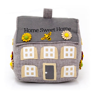 Decorative Grey Cottage Doorstop | Home Sweet Home Door Stop House Door Stopper