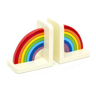 Pair Of Childrens Rainbow Bookends | Decorative Wooden Rainbow Bookends For Kids