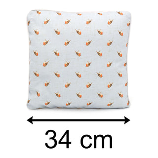 34cm Robin Redbreast Blue Scatter Cushion | Garden Bird Fabric Filled Sofa Cushion | Winter Bird Bed Throw Pillow With Cover