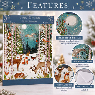 Winter Wonderland Christmas Advent Calendar, 33.5cm Woodland Animals