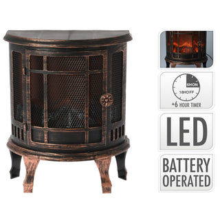 LED Fireplace Flame Effect Lantern | Vintage Antique Style Battery Operated Lamp | Christmas Lanterns Indoor