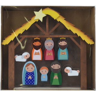 Wooden Nativity Scene with Mini Figures & Stable | Christmas Nativity Set