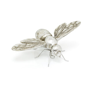 Open Wings Silver Effect Bee Garden Ornament | Indoor Outdoor Antique Style Bumble Bee Statue | Bee Sculpture Garden Wall Hanging Decorations