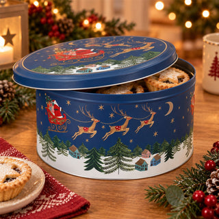 Nostalgia Sleigh Christmas Cake Tin, 23cm Gisela Graham Round Storage Tin