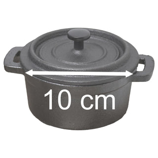Cast Iron Mini Casserole Dish with Lid | Black Cocotte Terrine Pot – 10cm