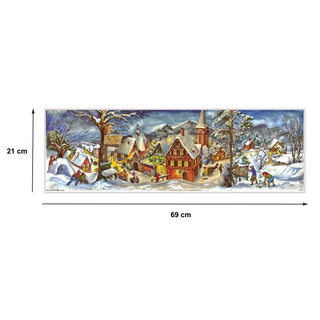 Small Village in Winter Freestanding Traditional Christmas Paper Advent Calendar