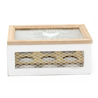 Farmers Market Egg Storage Tray Wooden Egg Holder | 6-Egg Crate Box for Kitchen