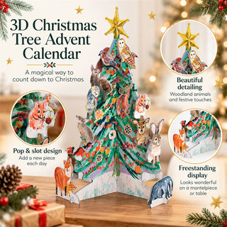 3D Christmas Tree Advent Calendar, Wild Winter's Song Pop & Slot Woodland
