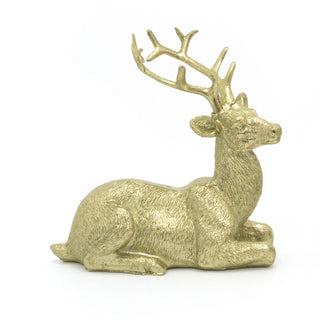 Stunning Gold Effect Lying Reindeer Ornament ~ Winter Reindeer Christmas Decoration 10cm - Design Varies One Supplied