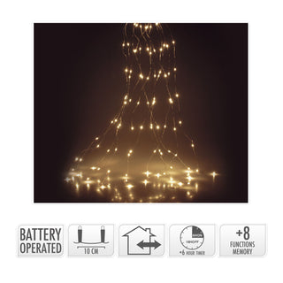 Decorative Silver Wire Hanging Chandelier LED Lights - 40 Warm White Battery Operated Fairy Light Cascade