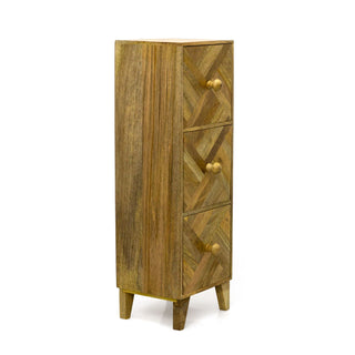 3 Drawer Marquet Cabinet | Mango Wood Bedside Table 3 Drawer Side Storage Unit