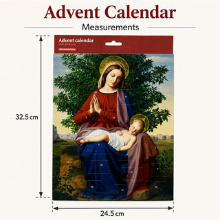 Madonna and Child Religious Advent Calendar, 24 Door Bible Text Christmas
