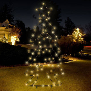 85cm Outdoor LED Christmas Tree Silhouette | 90 LED Warm White Light Up Outdoor Christmas Tree | Black Metal Illuminated Christmas Tree Christmas Decor