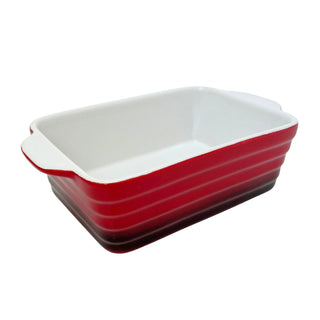 Small Red Ombre Stoneware Baking Dish, 18x12x6cm Casserole Dish - 610ml