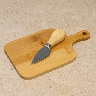 Mini Bamboo Cheese Board & Knife | Small Wooden Cheese Serving Platter - 20cm