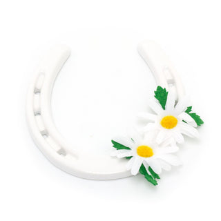 White Ceramic Daisy Good Luck Wedding Day Horseshoe | Lucky Keepsake Plaque Sign Charm | Wedding Gift Bridal Accessory