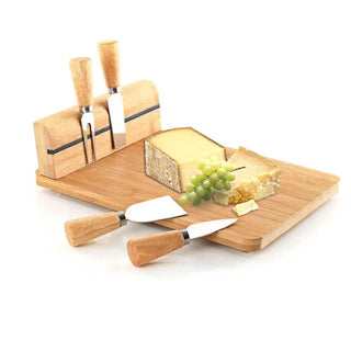 Beautiful Cheese Board with Knives Set | Cheese Platter Knife Set | Wooden Serving Platter Set | Charcuterie Platter and Serving Meat Board | 30x20x9 cm