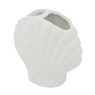 Shell Toothbrush Holder, 11cm Ceramic Speckled Coastal Bathroom Stand