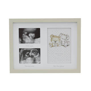 Baby 3 Aperture Keepsake Photo Picture Frame ~ Double Ultrasound Scan And 1st Photo Frame