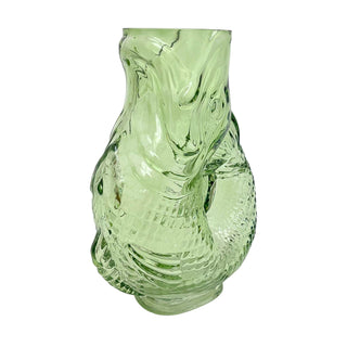 Green Glass Fish Jug, 20cm Coloured Glass Pitcher Vase Nautical Fish Ornament
